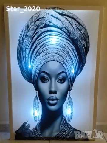 Светеща картина с LED осветление - жената 08, снимка 2 - Картини - 48730849