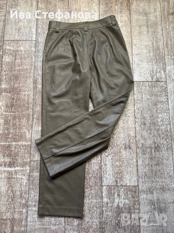Нов елегантен кожен кожа панталон висока талия Zara zara Зара Р, снимка 4 - Панталони - 43051486