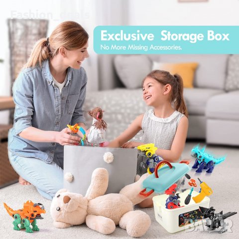 Нова Играчка за сглобяване на динозавър с Бормашина Отвертки Подарък за деца 3+ години Коледа, снимка 5 - Образователни игри - 39011232