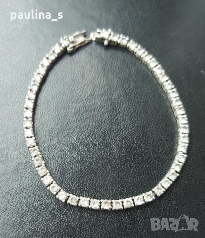 Винтидж / Стара сребърна тенис гривна / проба 925 , снимка 3 - Гривни - 34975506