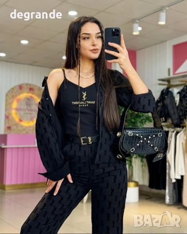 ВИДЕО НА МОДЕЛА Дамски комплект от 4 части Saint Laurent, снимка 4 - Комплекти - 50509628