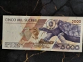 Банкнота - Еквадор - 5000 сукрес UNC | 1999г., снимка 2
