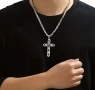 масивно Модно колие ланец с висулка кръст, снимка 2