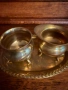 Бронзово подносче с каничка и захарничка , снимка 3