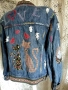 Дънково/деним яке M/L Котки ръчна декорация, снимка 1