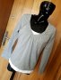Сива изчистена памучна блуза с вграден бял потник Л, снимка 1 - Блузи с дълъг ръкав и пуловери - 35053049
