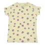 Бебешка жълта тениска с къс ръкав и шарка на розова ягода S_1221080, снимка 1