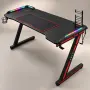 Геймърско бюро с RGB LED осветление, стойка за джойстици, поставка за чаша и голяма подложка , снимка 1