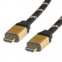 Кабел HDMI M-M, v1.4, 3m, Gold, Roline 11.04.5503 SS301201 Мъжко-Мъжко, снимка 1 - Друга електроника - 39412378
