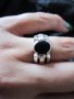 Сребърен пръстен с оникс, снимка 1 - Пръстени - 42267621