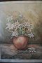 Стара картина, рисунка, ваза с цветя, Хр. Гайчев, 1980-те г., снимка 3