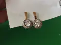 Сребърни обеци със златни елементи 0,875, снимка 1
