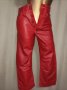 М Червен кожен тричетвърти панталон, снимка 2