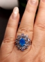 Сребърен пръстен 925 с натурални танзанити и в средата Син опал, снимка 5