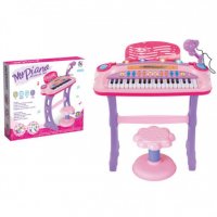 ✨Светеща йоника със столче и микрофон - 2 цвята - синя или розова, снимка 2 - Музикални играчки - 35204415