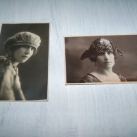 Два красиви женски фотографски портрета картички от 1922г., снимка 1 - Други ценни предмети - 37199539