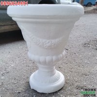 Антична кашпа – саксия от бетон - бял цвят, снимка 2 - Саксии и кашпи - 36193741