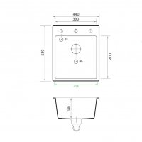 Кухненска Мивка от гранит модел РИГА XXL 440 x 530 mm - бяла, снимка 6 - Други - 36821898