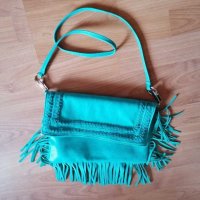 ANTONELLO SERIO дамска чанта, естествена кожа, ресни, петролено-синьо , снимка 11 - Чанти - 30319789