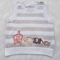 Пуловер без ръкави "Слончета" 3-6 месеца, снимка 4 - Жилетки и елечета за бебе - 31368147