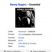 KENNY ROGERS-оригинален диск Има само 2 за продаване в discogs Моя съм го купувал от eBay и ми излез, снимка 4 - CD дискове - 35397207