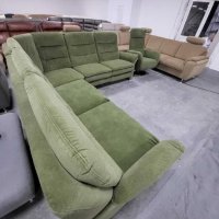 Зелен ъглов диван от плат с ел.релакс и фотьойл "PP - PF20073", снимка 4 - Дивани и мека мебел - 39965022
