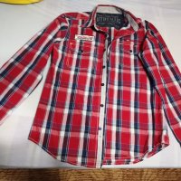 Мъжка риза в червено каре с дълъг ръкав, снимка 4 - Ризи - 35487065