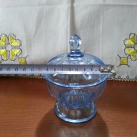 Стъклена захарница бонбониера цветно стъкло , снимка 2 - Антикварни и старинни предмети - 40780431