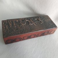 Стара дървена кутия с меден обков и дърворезба, снимка 10 - Антикварни и старинни предмети - 42178762