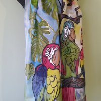 Рисуван копринен шал КАКАДУ
