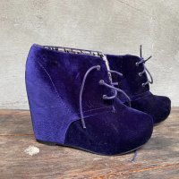 Плюшени синьо-лилави обувки със скрита платформа, снимка 2 - Други - 33735953