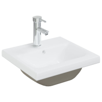 Шкаф за баня с вградена мивка, бяло и дъб сонома, ПДЧ, снимка 7 - Шкафове - 44928744