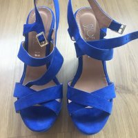 Сини сандали Shoe Art от естествен велур, снимка 4 - Сандали - 22356227