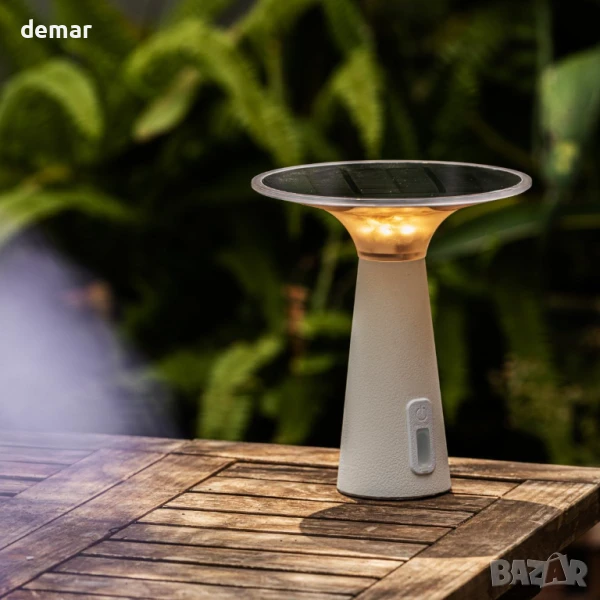 Xtralite Solaris LED лампа – захранвана със слънчева енергия и презареждаща се с USB-C, бяла, снимка 1