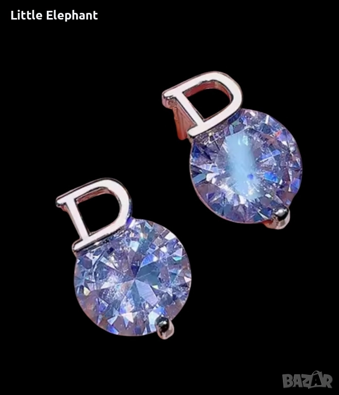 Pre order Dior Crystal Studs: Дизайнерски модел с голям централен кристал и логото на бранда., снимка 1