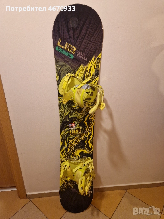 Сноуборд LIBTech Skate banana BTX 159 W, black/yellow Hybrid/rocker , снимка 1