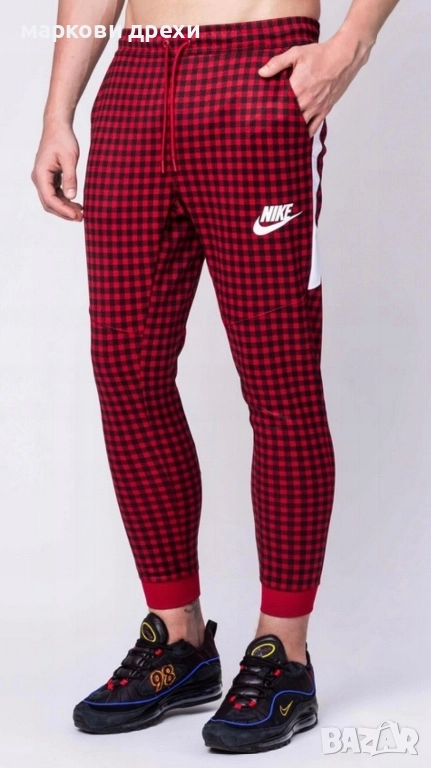 Nike Gingham Check Joggers In Red L, снимка 1