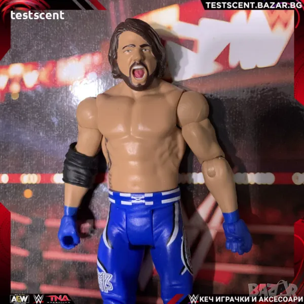 Екшън фигура WWE AJ Styles Ей Джей Стайлс Mattel Basic Figure играчка blue, снимка 1