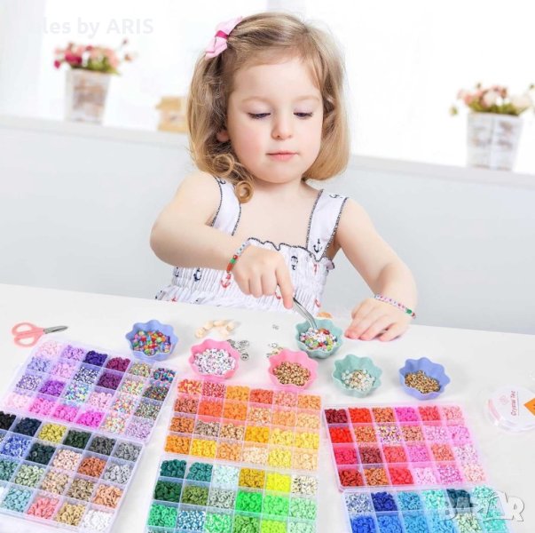 Комплект за изработка на гривни от мъниста цветни за деца 10320бр., снимка 1