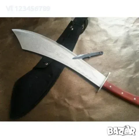 Масивен ятаган с инкрустиран дракон на острието, меч, сабя - 440х650 мм, снимка 1