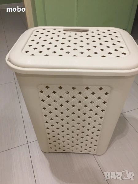Кош за пране с капак от пластмаса – Arianna, чисто нов, цвят бежов., снимка 1