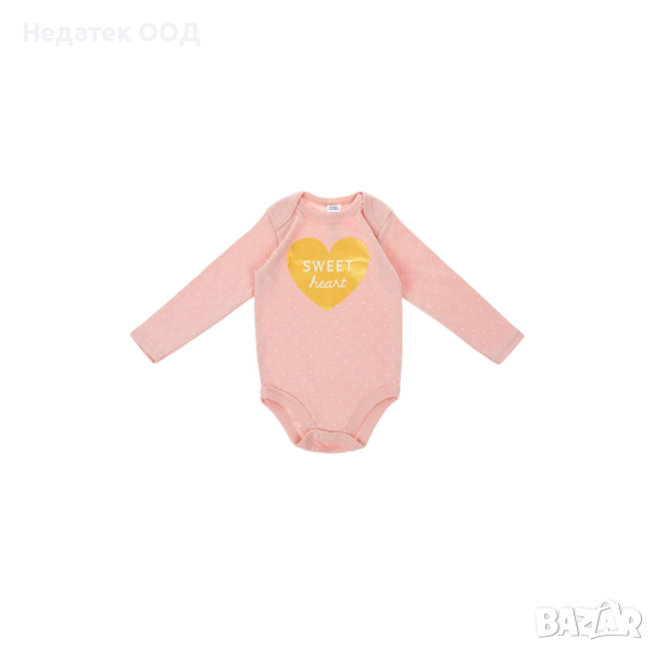 Бебешко боди, памук, сърце, 6-12м., снимка 1