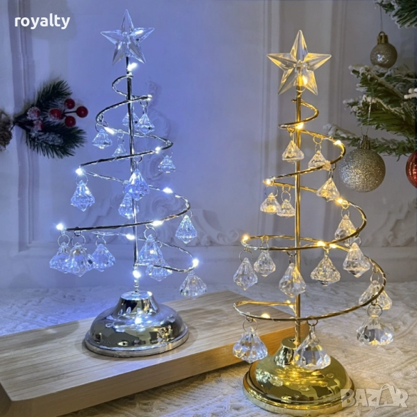 Акумулаторна нощна лампа LED нощна лампа коледна елха с ефект от диаманти, снимка 1