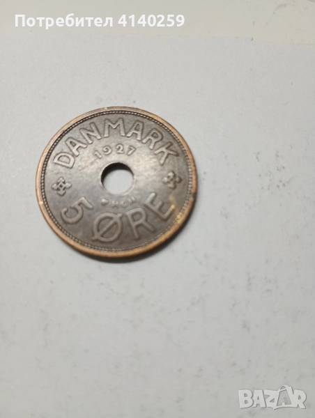 Дания монета5 ЙОРЕ 1927 г , снимка 1