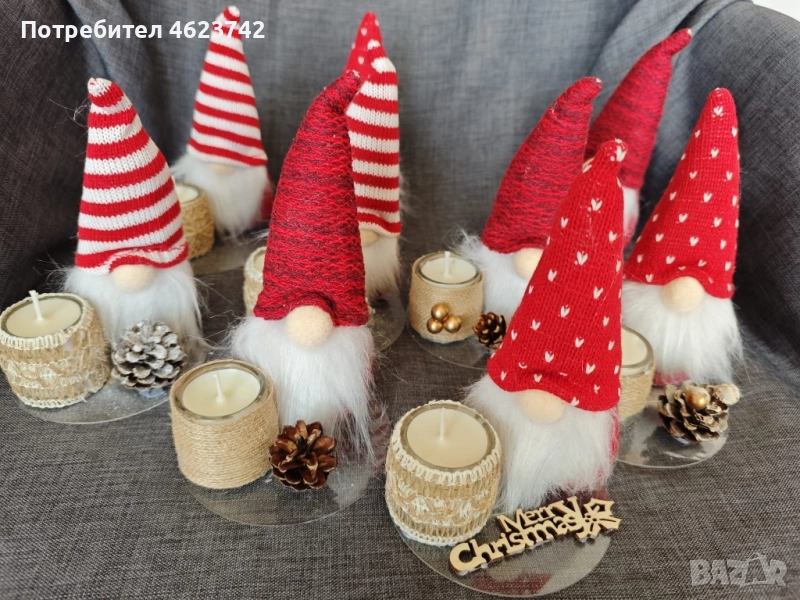 Коледно гномче +свещ , снимка 1