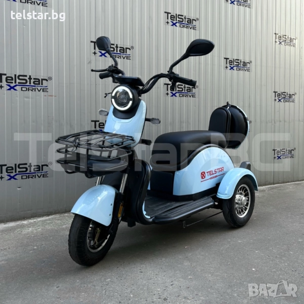 Електрическа триколка 2+1 750.1 ТИП VESPA STYLE с диференциал Нов модел, голяма равна седалка, подхо, снимка 1