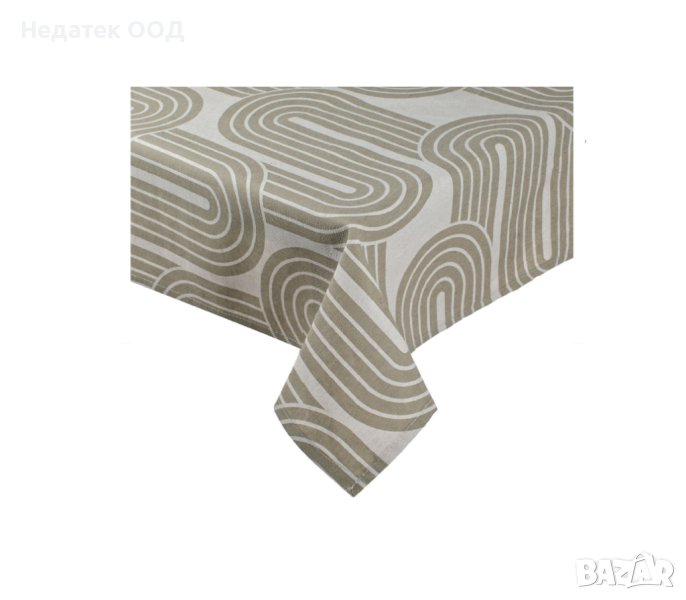 Покривка, бежова шарка извити линии, 180x140см, снимка 1