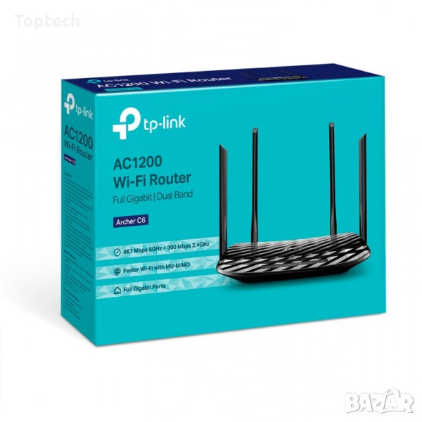 Wireless router. Model: TP-Link AC 1200 Archer C6 , Gigabit, снимка 1