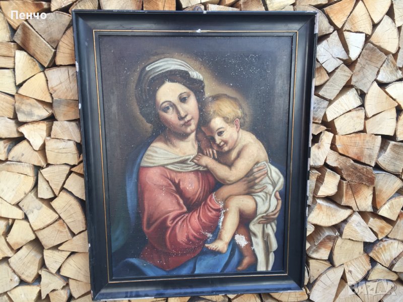 стара картина "МАДОНАТА С МЛАДЕНЕЦА" , снимка 1