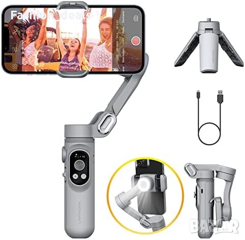 Нов професионален Стабилизатор Gimbal с LED за телефон iPhone/Android Vlog, снимка 1